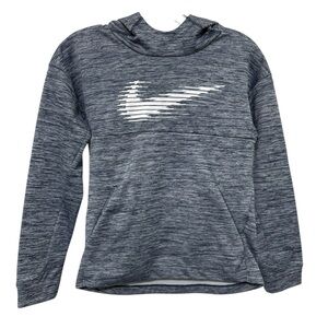 Nike Dri-FIT Gray hoodie women’s size M side pockets blue and white